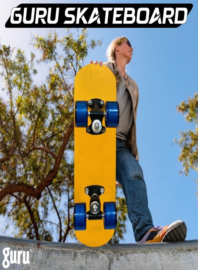 GURU Small Wooden Non-Slip Skateboard for Kids, Adult 17 inch x 5 inch Skateboard (Yellow, Pack of 1) - Image 5